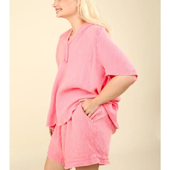 Pants - NWT  Plus Size matching top and short set CottonWashed Cotton Crinkle Gauze